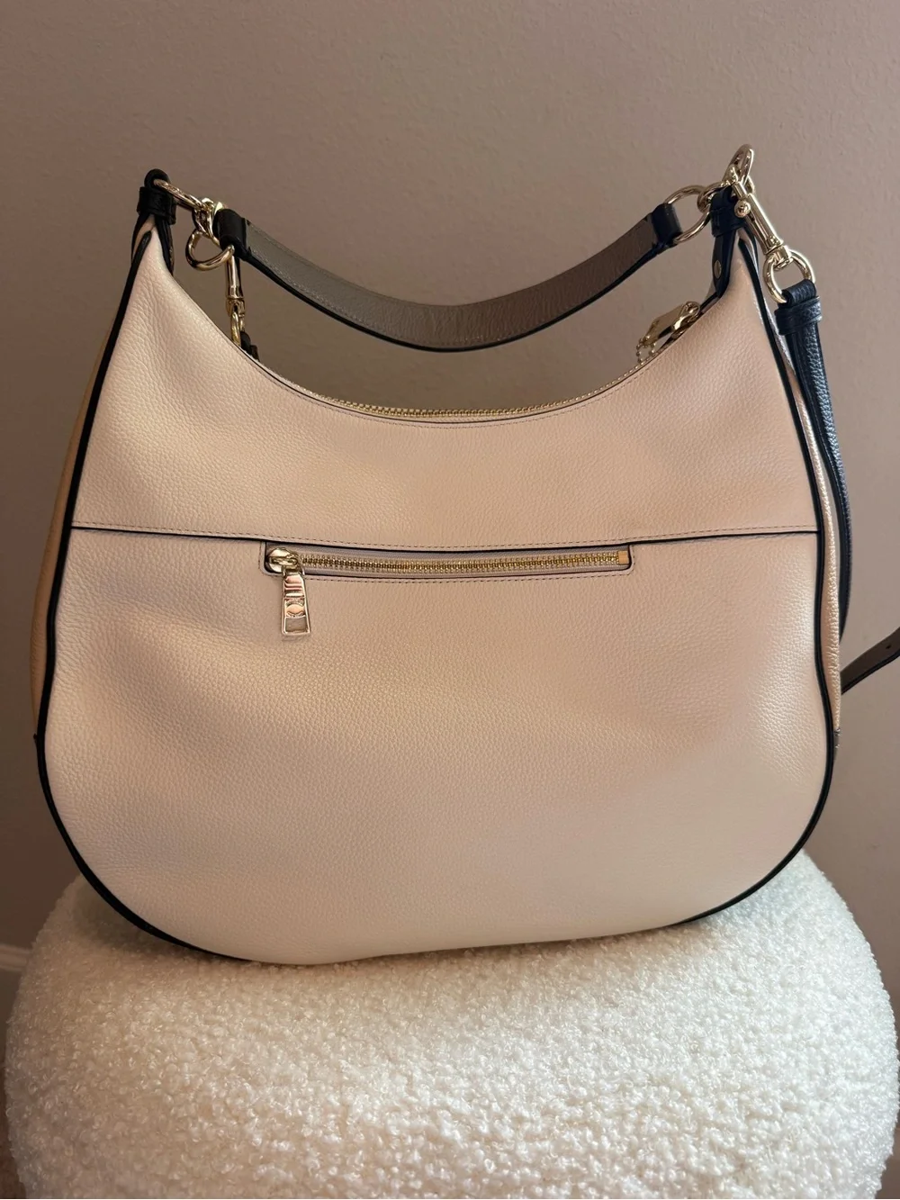 Coach Cream Pebble Leather Hobo + FREE Red Wallet